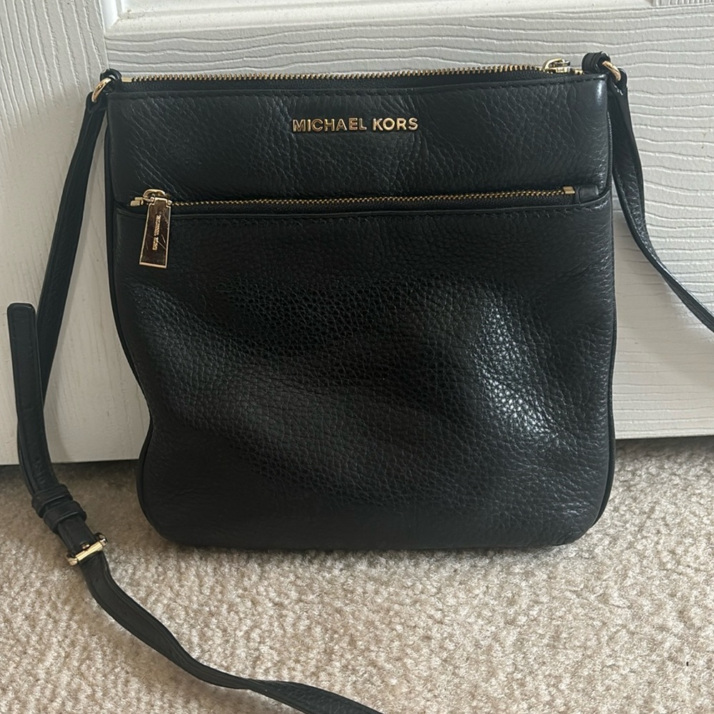 Michael Kors black leather crossbody bag